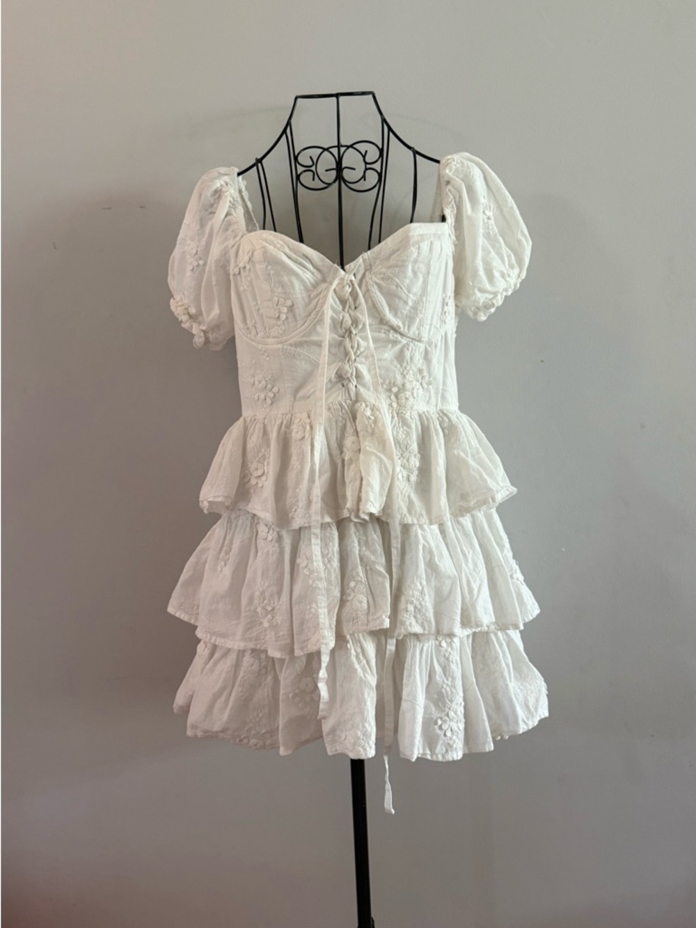 Altar'd State Miona Dress White Embroidered Floral Lace Size Large